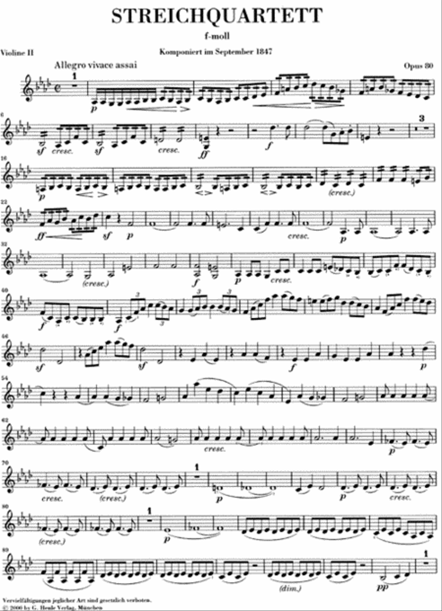 String Quartet F Minor Op. Posth. 80 String Quartet scores gallery preview page 3