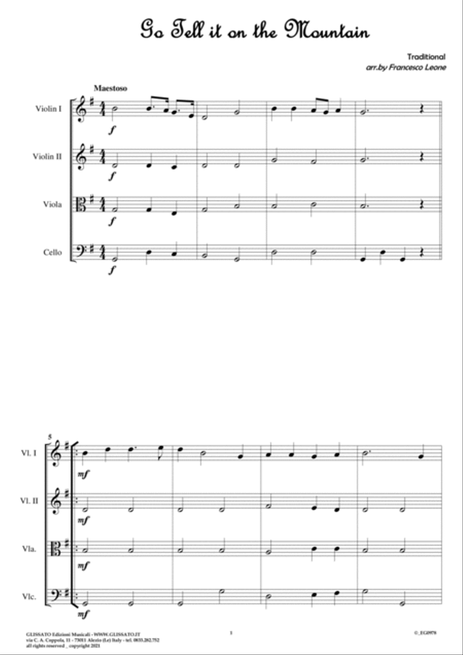 10 easy Christmas Tunes for String Quartet (score) image number null