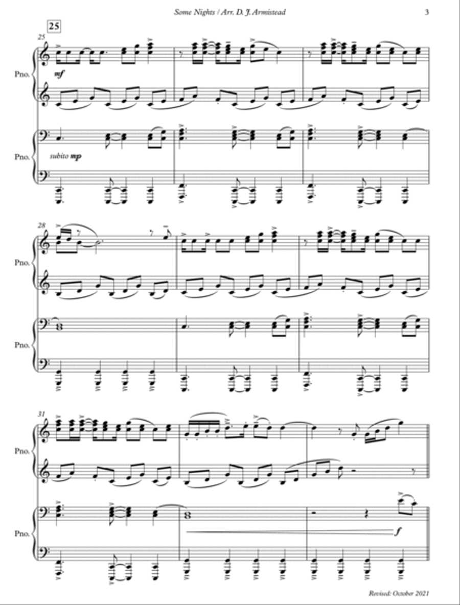 Some Nights 1 Piano, 4-Hands scores gallery preview page 3
