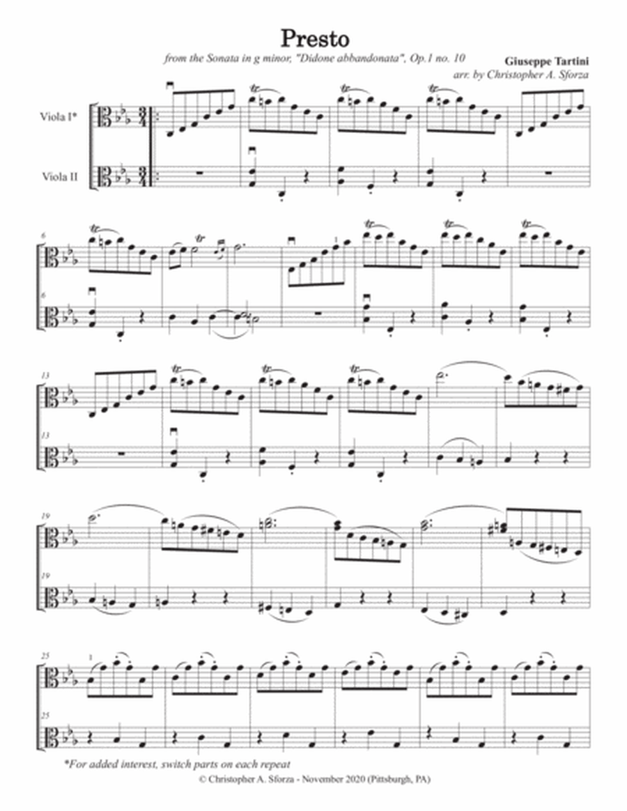 Presto, viola duet after Tartini image number null