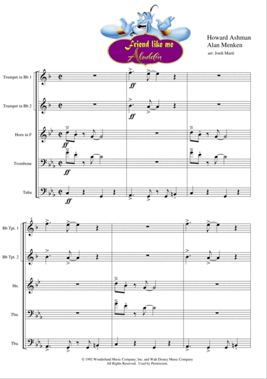 Friend Like Me Brass Ensemble scores gallery preview page 3