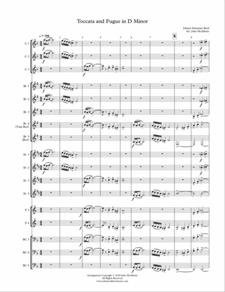 Toccata and Fugue - Adaptable Arrangement Concert Band scores gallery preview page 1