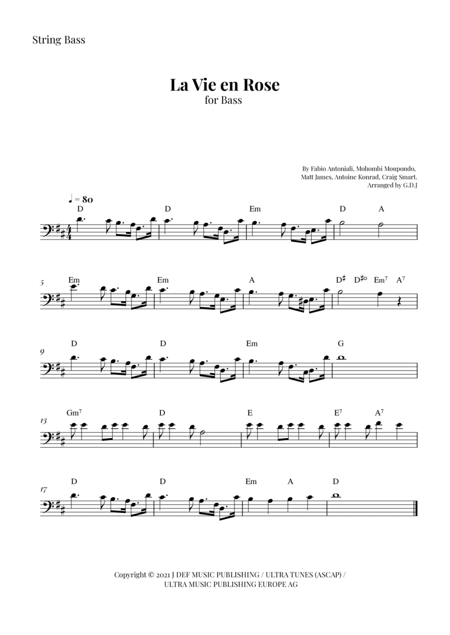 La Vie En Rose La Vie En Rose Double Bass scores gallery preview page 1