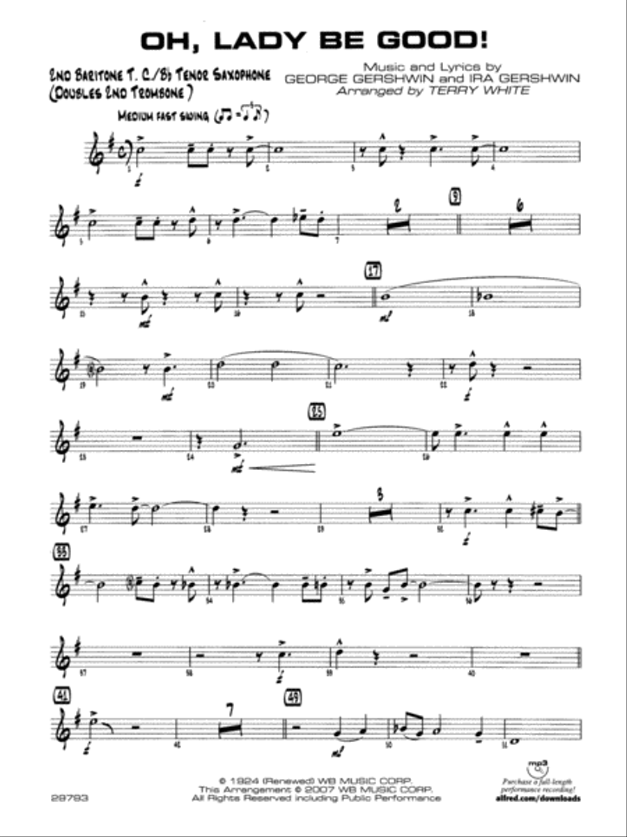 Oh, Lady Be Good!: 2nd Baritone T.C. Jazz Ensemble scores gallery preview page 1