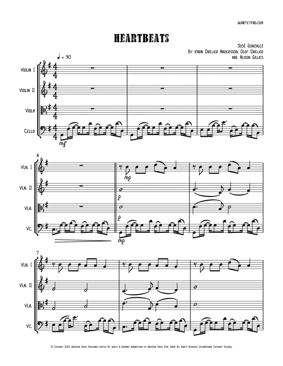 Heartbeats String Quartet scores gallery preview page 1