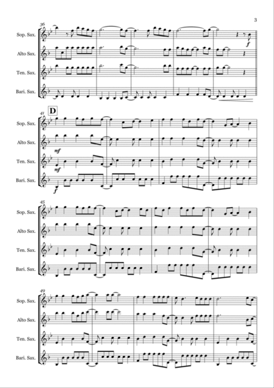 Viva La Vida Saxophone Quartet scores gallery preview page 3