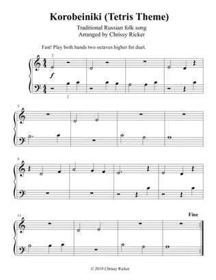 Korobeiniki (Tetris Theme) - beginner piano with teacher duet