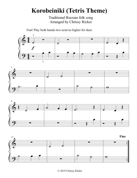 Korobeiniki (Tetris Theme) - beginner piano with teacher duet image number null