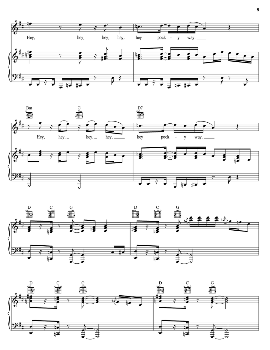 Hey Pocky Way Hey Pocky Way Piano, Vocal, Guitar scores gallery preview page 5