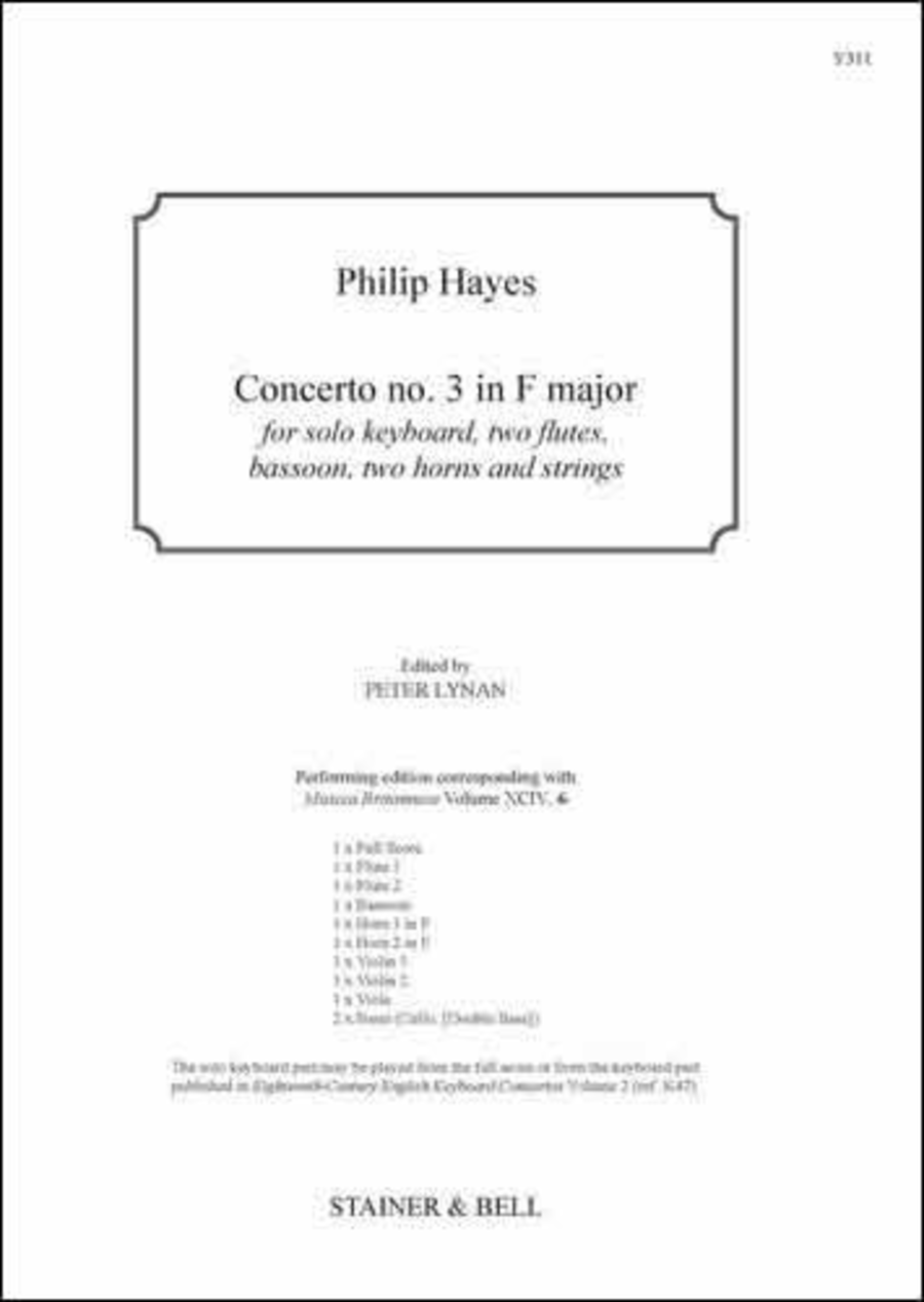 Concerto no. 3 in F major. Score & Parts