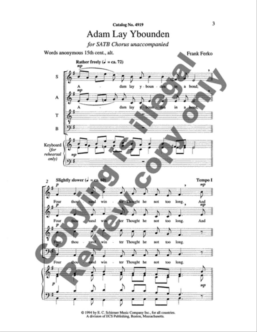 Adam lay ybounden 4-Part scores gallery preview page 3