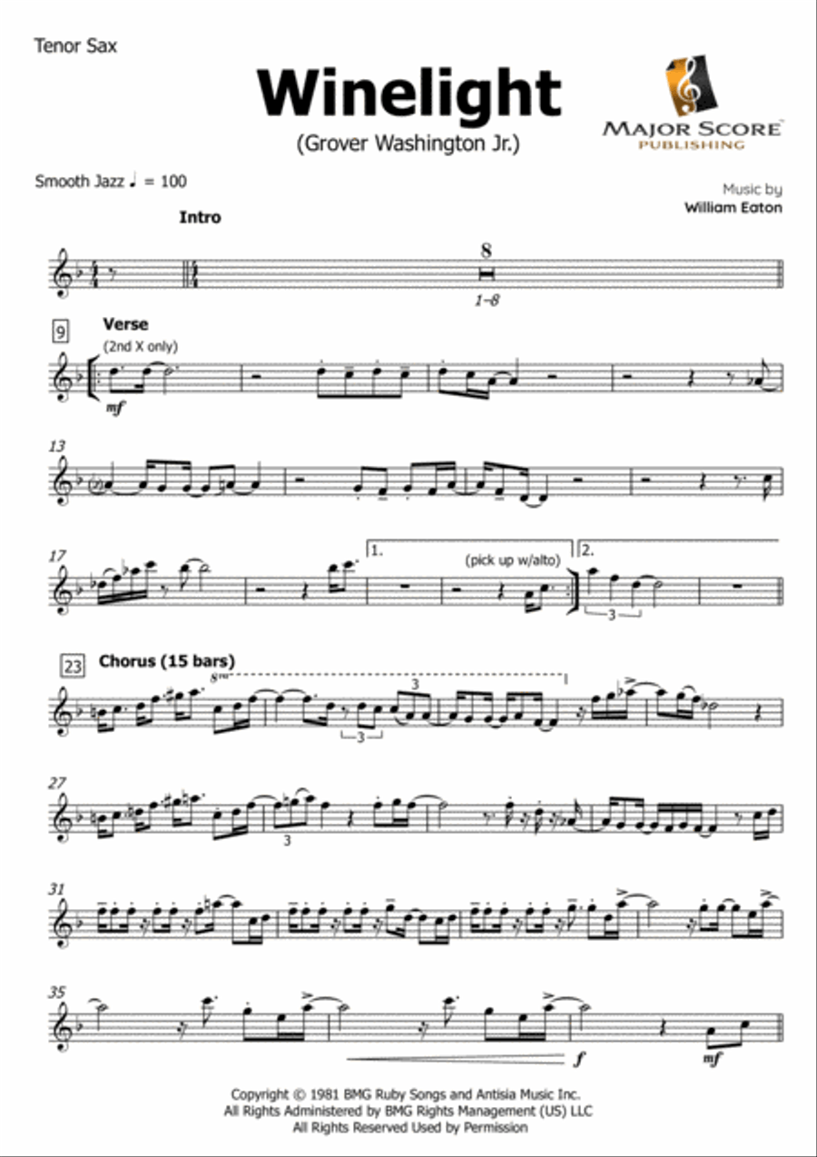Winelight Alto Saxophone scores gallery preview page 5