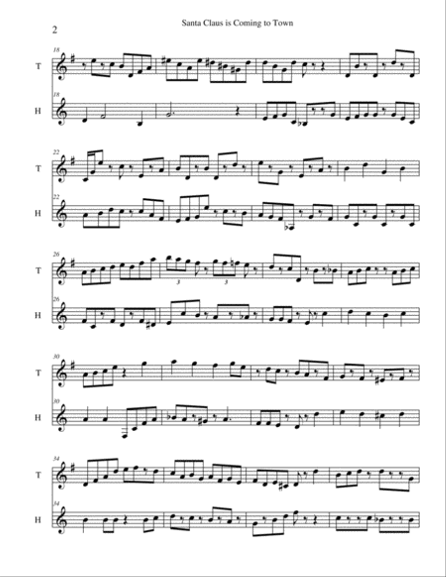 Santa Claus Is Comin' To Town Brass Duet scores gallery preview page 2