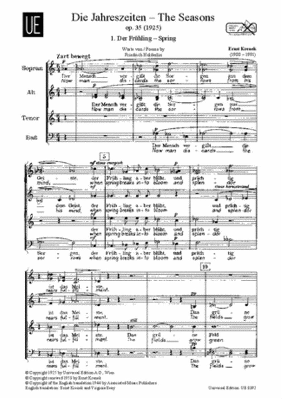 Die Jahreszeiten Op. 35 Die Jahreszeiten Op. 35 4-Part scores gallery preview page 1