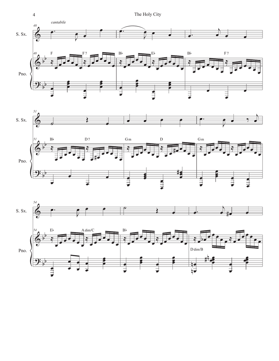 The Holy City (Soprano Saxophone and Piano) Soprano Saxophone scores gallery preview page 4