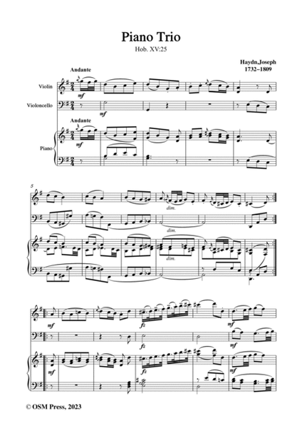 J. Haydn-Piano Trio,Hob.XV:25,for Violin,Cello and Piano image number null