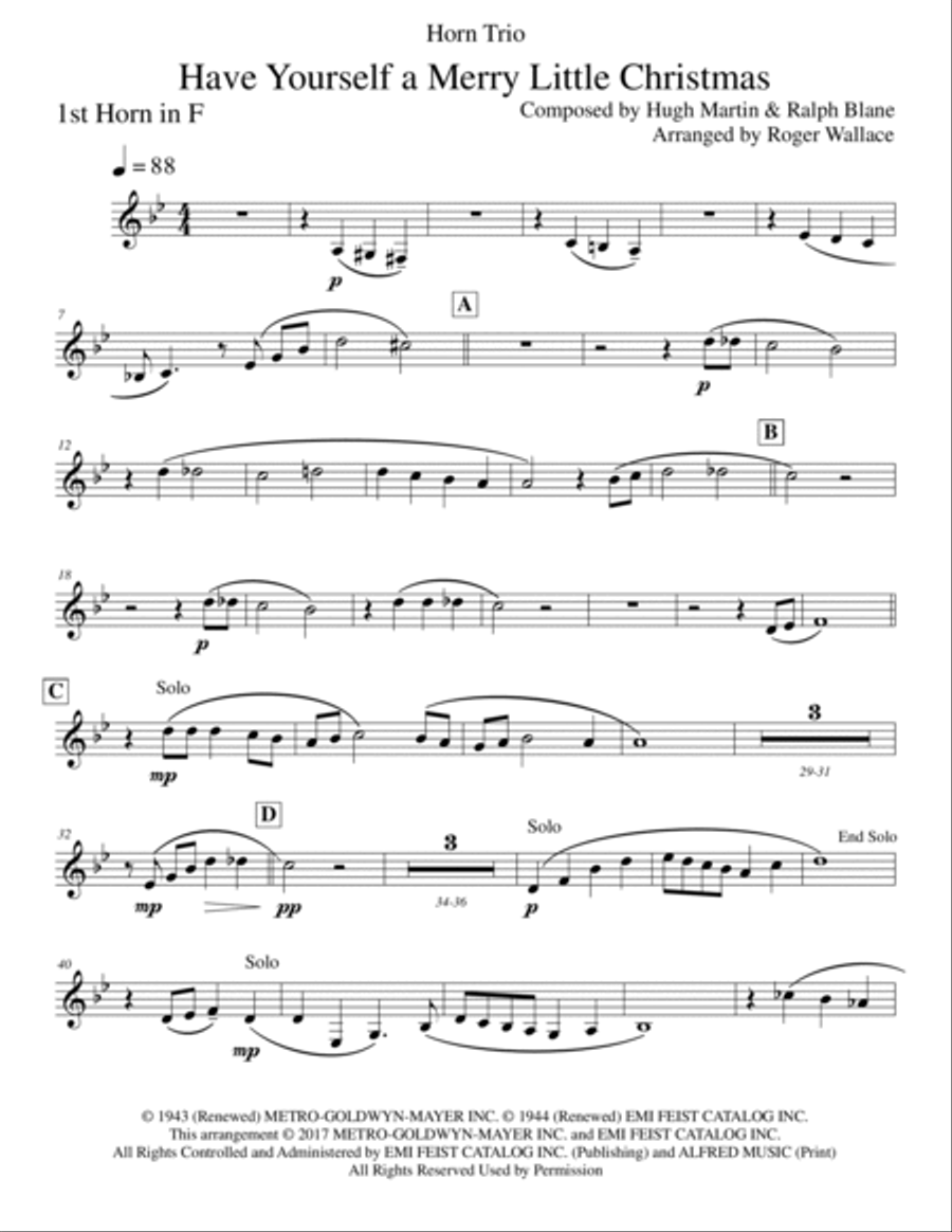 Have Yourself A Merry Little Christmas Brass Trio scores gallery preview page 5