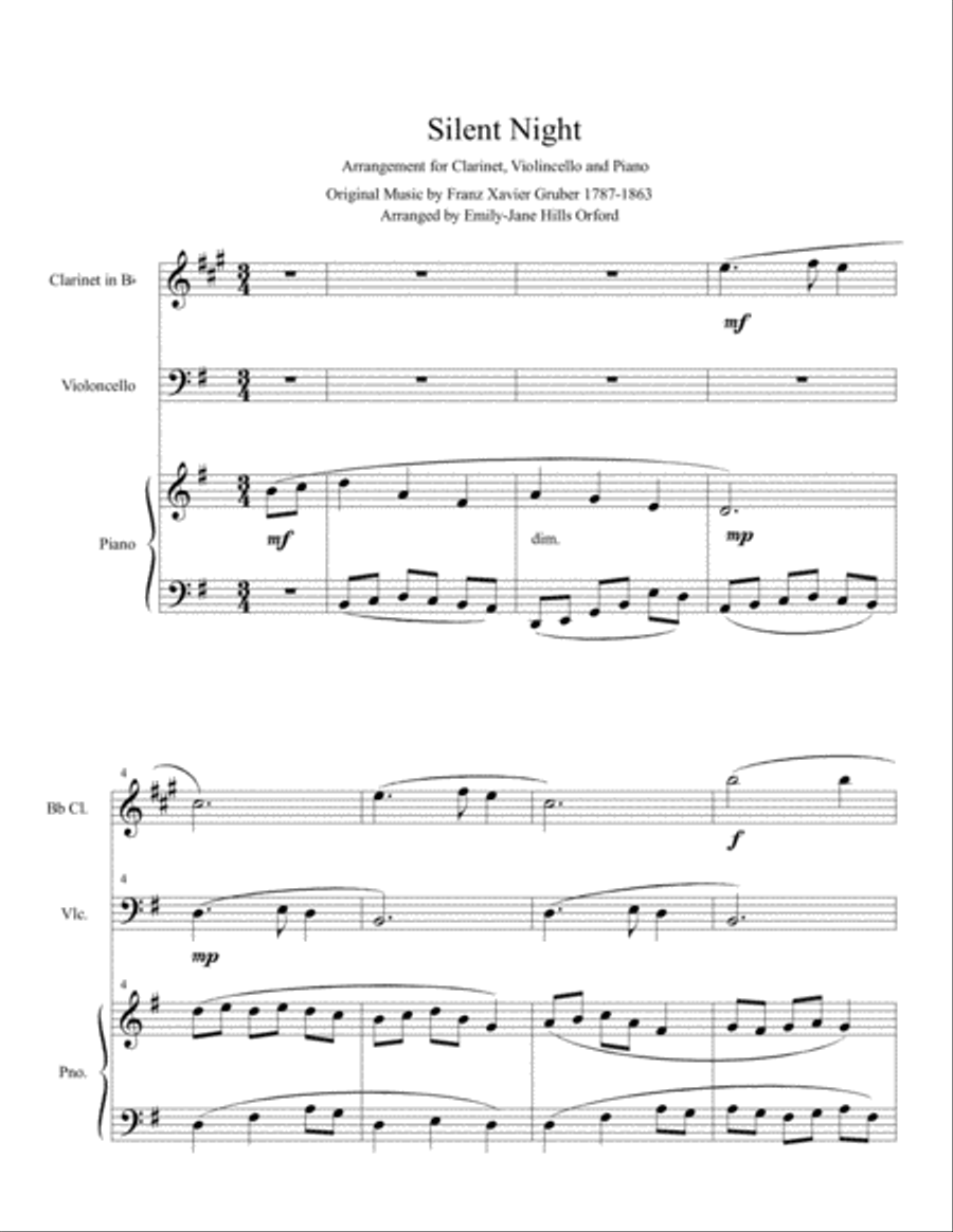 Silent Night Clarinet scores gallery preview page 1