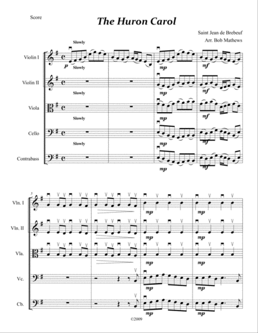 The Huron Carol String Quartet scores gallery preview page 1