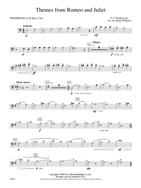 Romeo and Juliet, Themes from: (wp) 1st B-flat Trombone B.C.