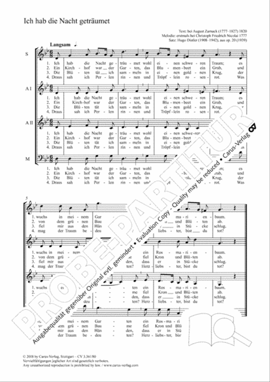 Ich hab die Nacht getraumet Choir scores gallery preview page 2