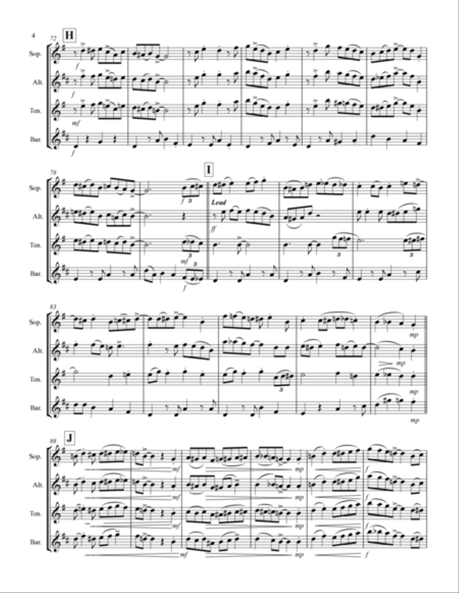 Go Tell it on the Mountain (for Saxophone Quartet SATB or AATB) Saxophone Quartet scores gallery preview page 5