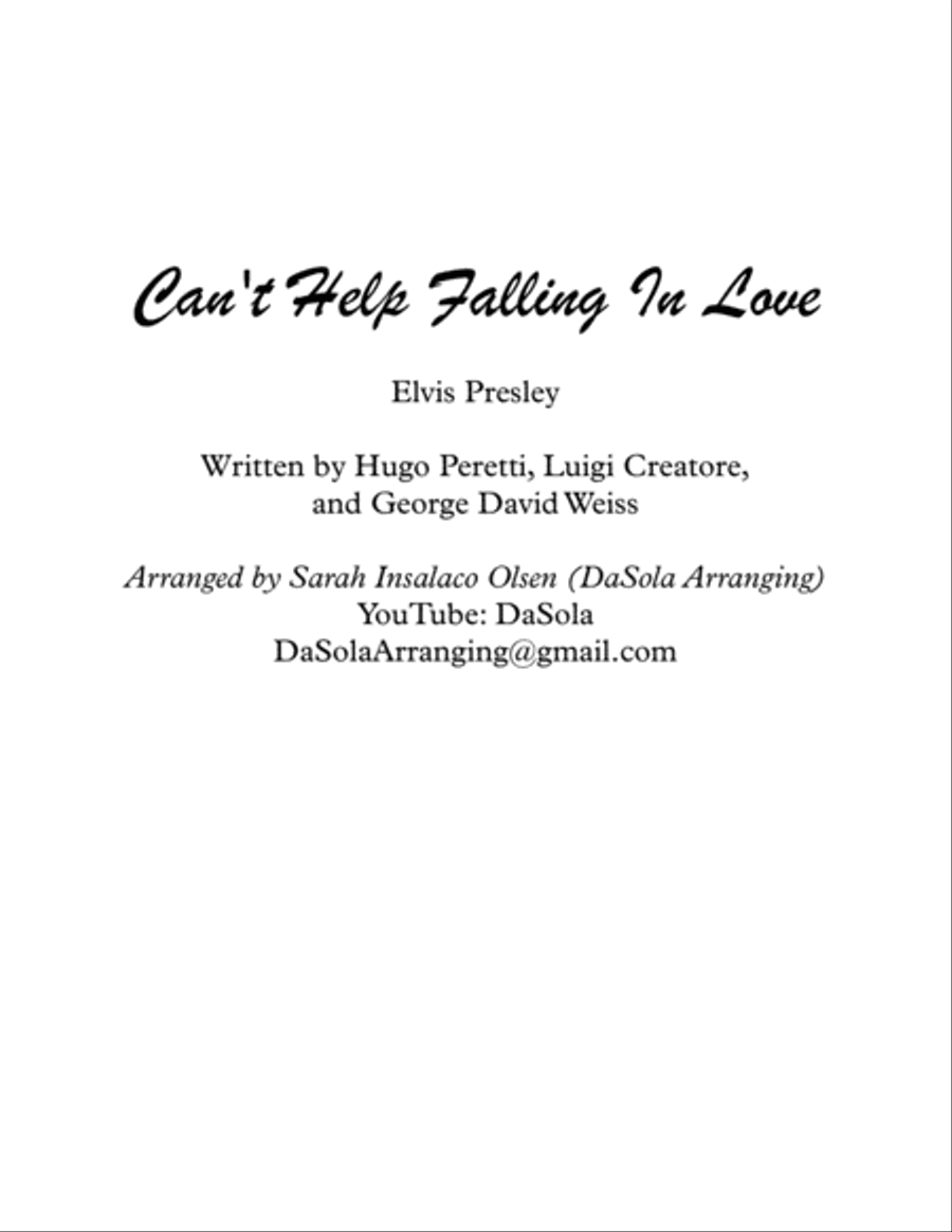 Can't Help Falling In Love String Quartet scores gallery preview page 1