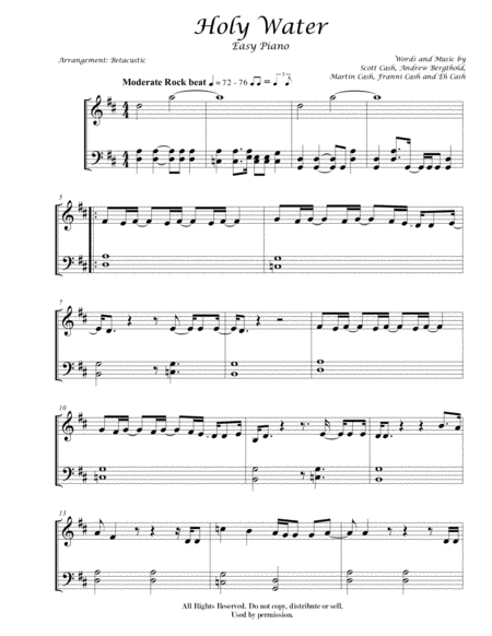 Holy Water - We The Kingdom (Sheet Music Easy Piano)
