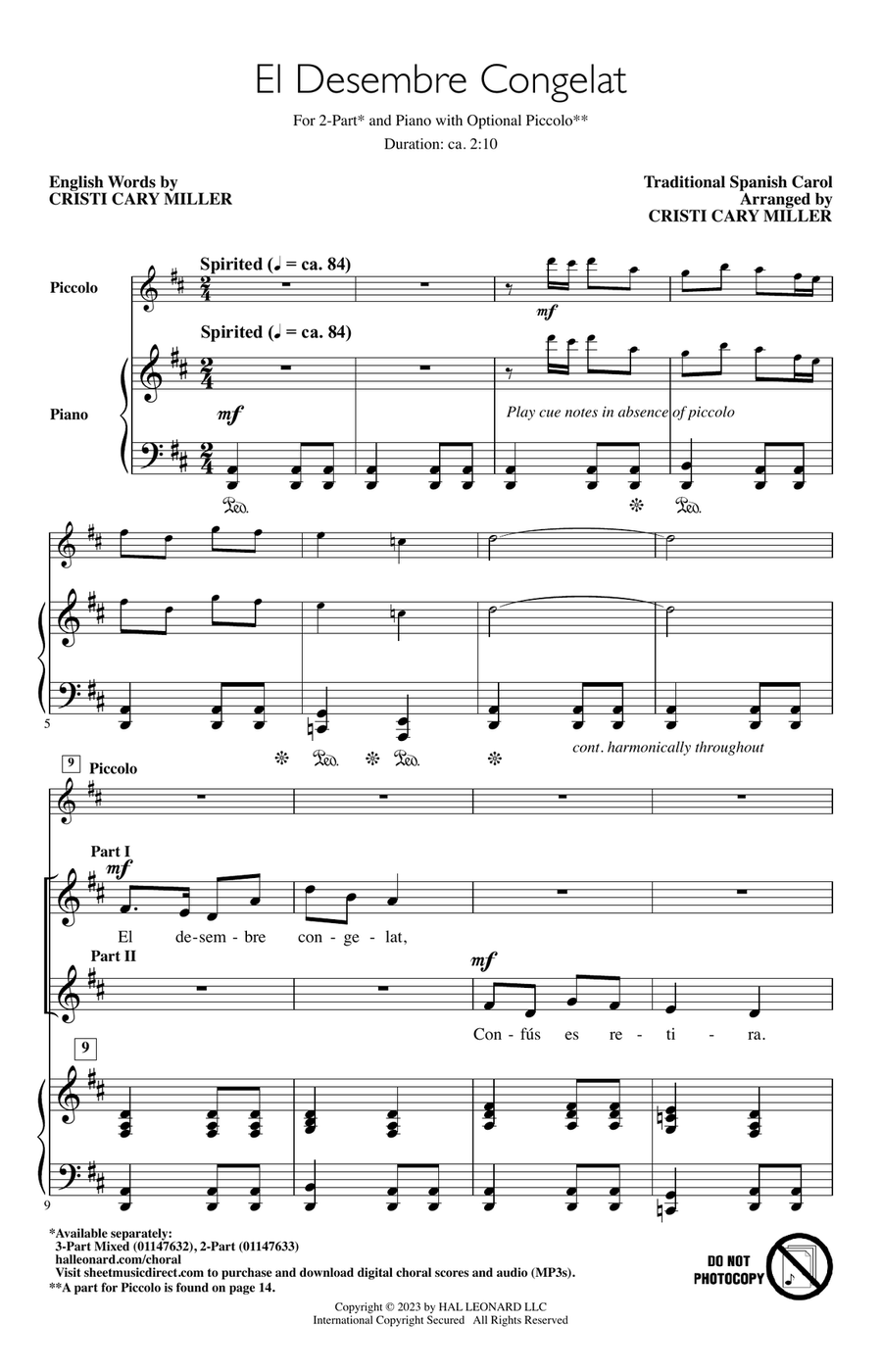 El Desembre Congelat (arr. Cristi Cary Miller)