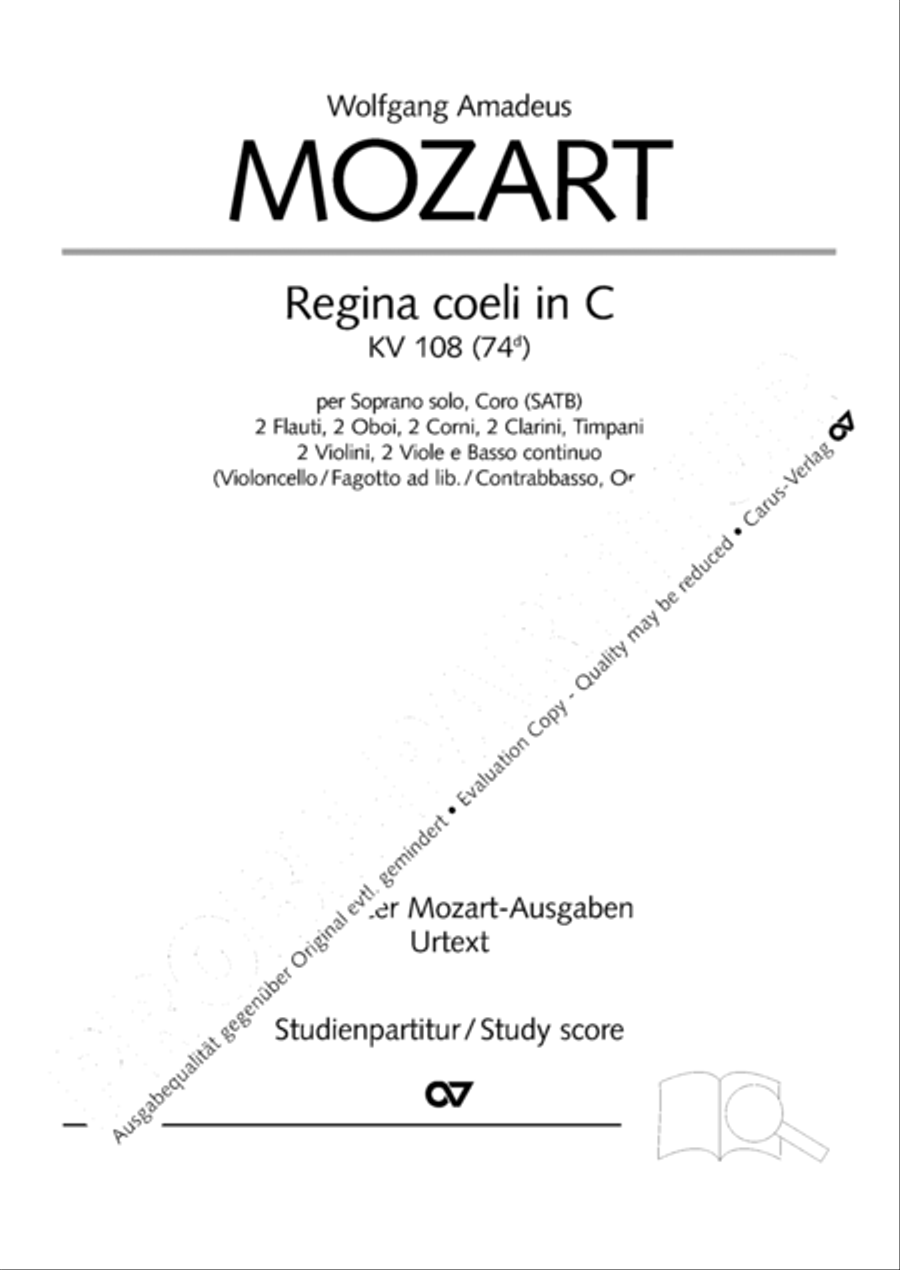 Regina coeli in B-Flat Major, K. 127 4-Part scores gallery preview page 4