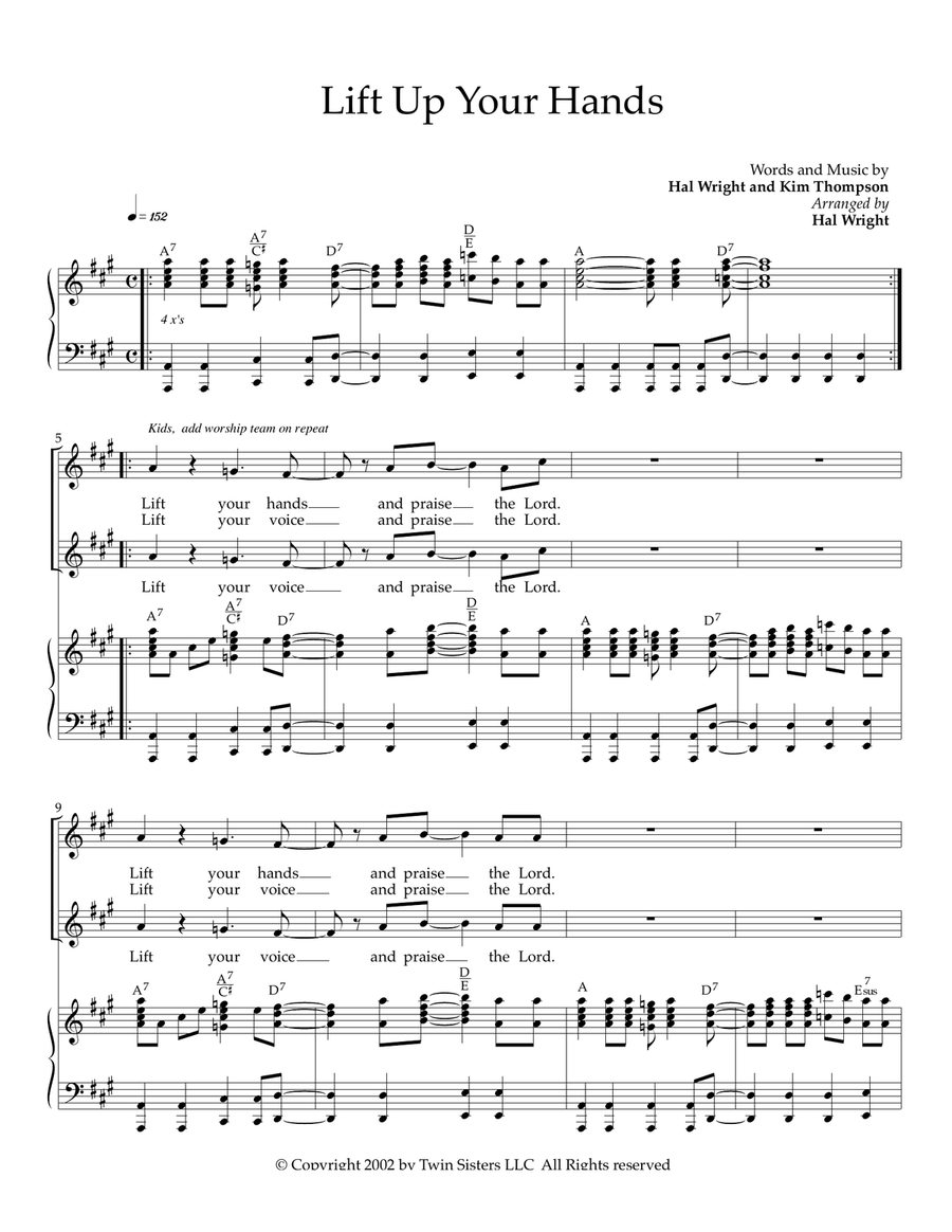 Lift Up Your Hands Piano, Vocal scores gallery preview page 1