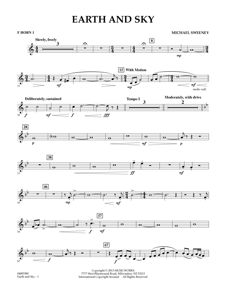 Earth and Sky - F Horn 1 Concert Band scores gallery preview page 1