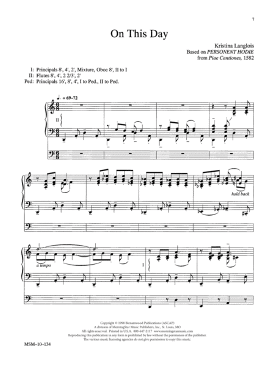 On This Day Organ scores gallery preview page 1