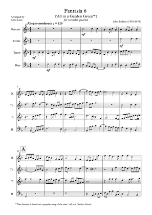 Jenkins Fantasia 6 ('All in a Garden Green') for recorder quartet