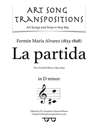 Book cover for ÁLVAREZ: La partida (transposed to D minor)