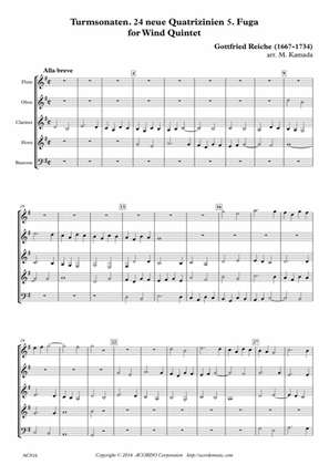 Turmsonaten. 24 neue Quatrizinien 5. Fuga for Wind Quintet