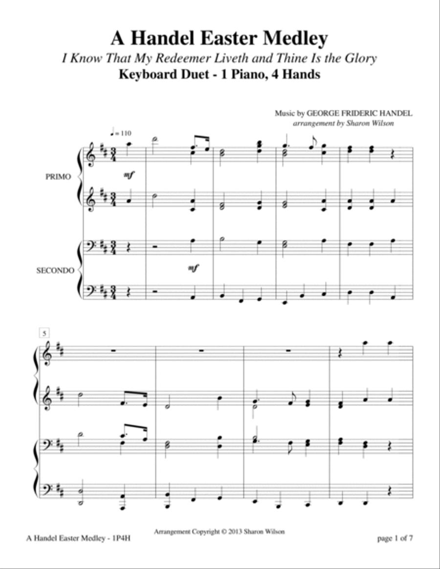 A Handel Easter Medley (1 Piano, 4 Hands) 1 Piano, 4-Hands scores gallery preview page 5