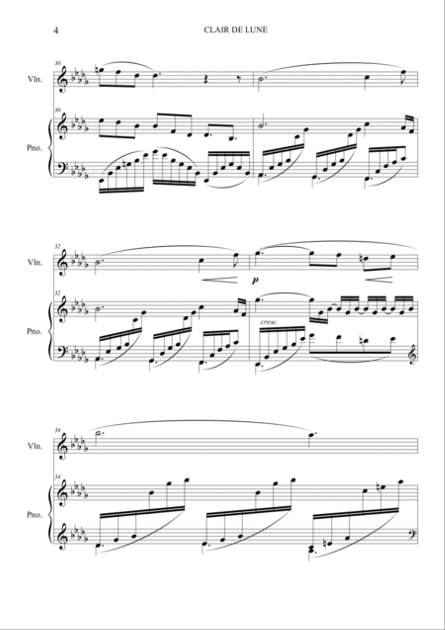 Clair de Lune Clair de Lune Violin Solo scores gallery preview page 4