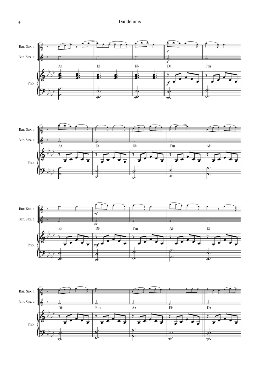 Dandelions Woodwind Duet scores gallery preview page 4