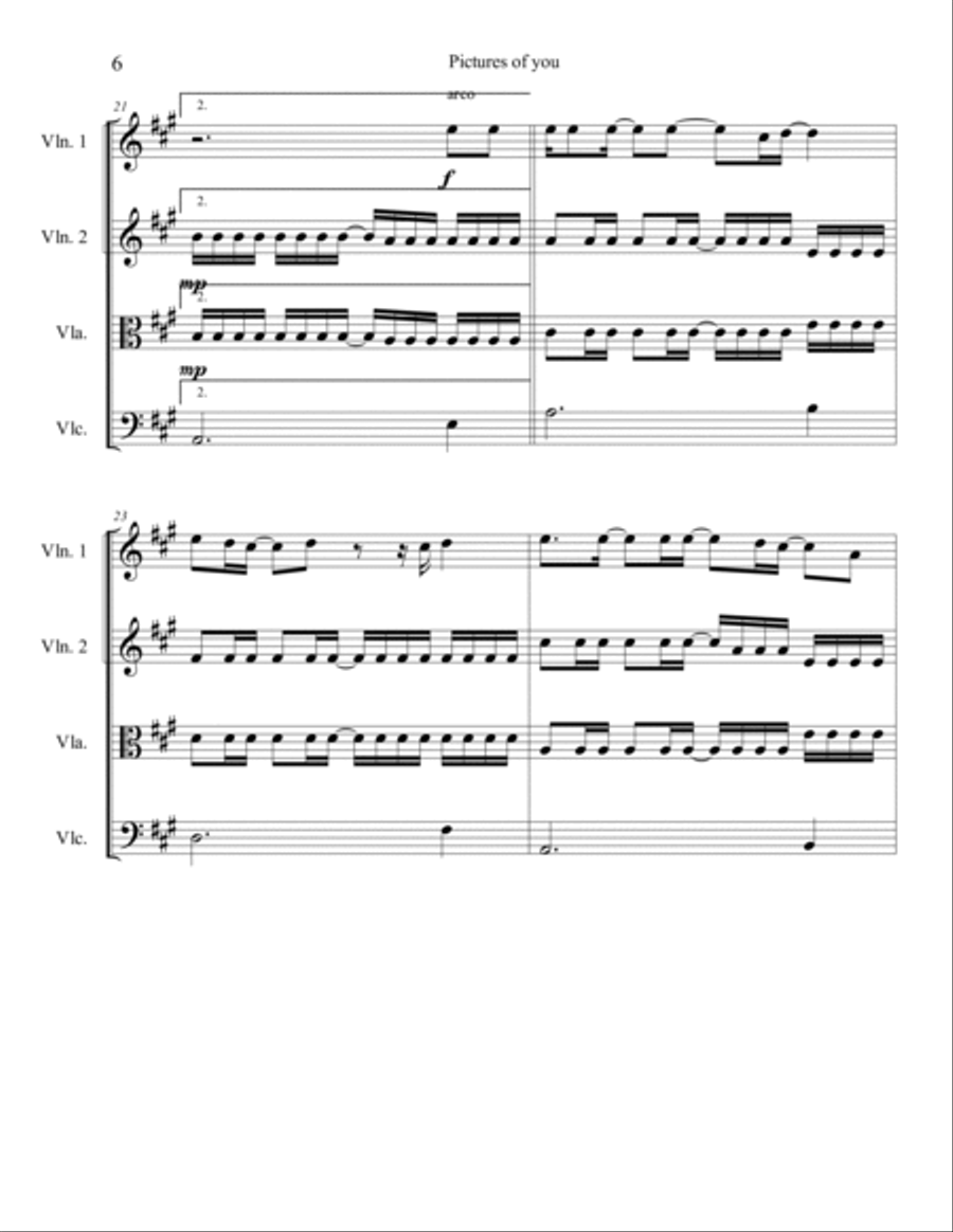 Pictures Of You String Quartet scores gallery preview page 6