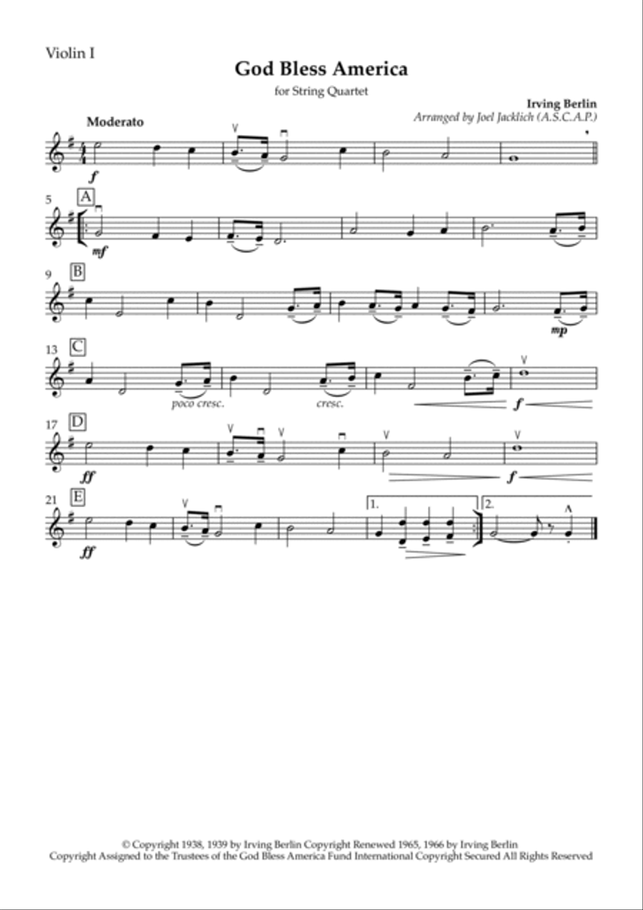 God Bless America ® God Bless America ® String Quartet scores gallery preview page 3