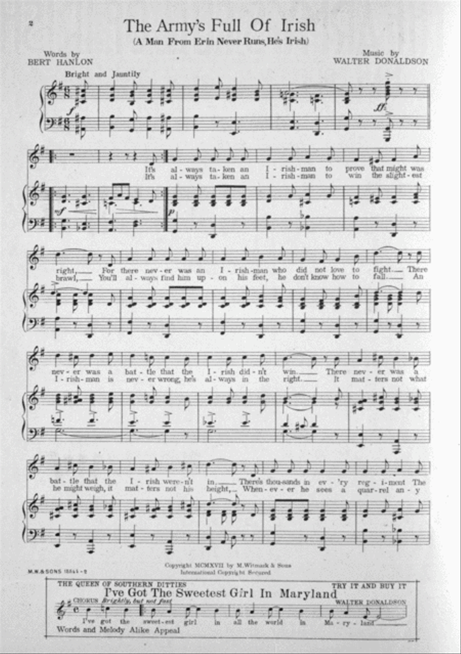 The Army's Full of Irish (A Man From Erin Never Runs, He's Irish) Voice scores gallery preview page 2