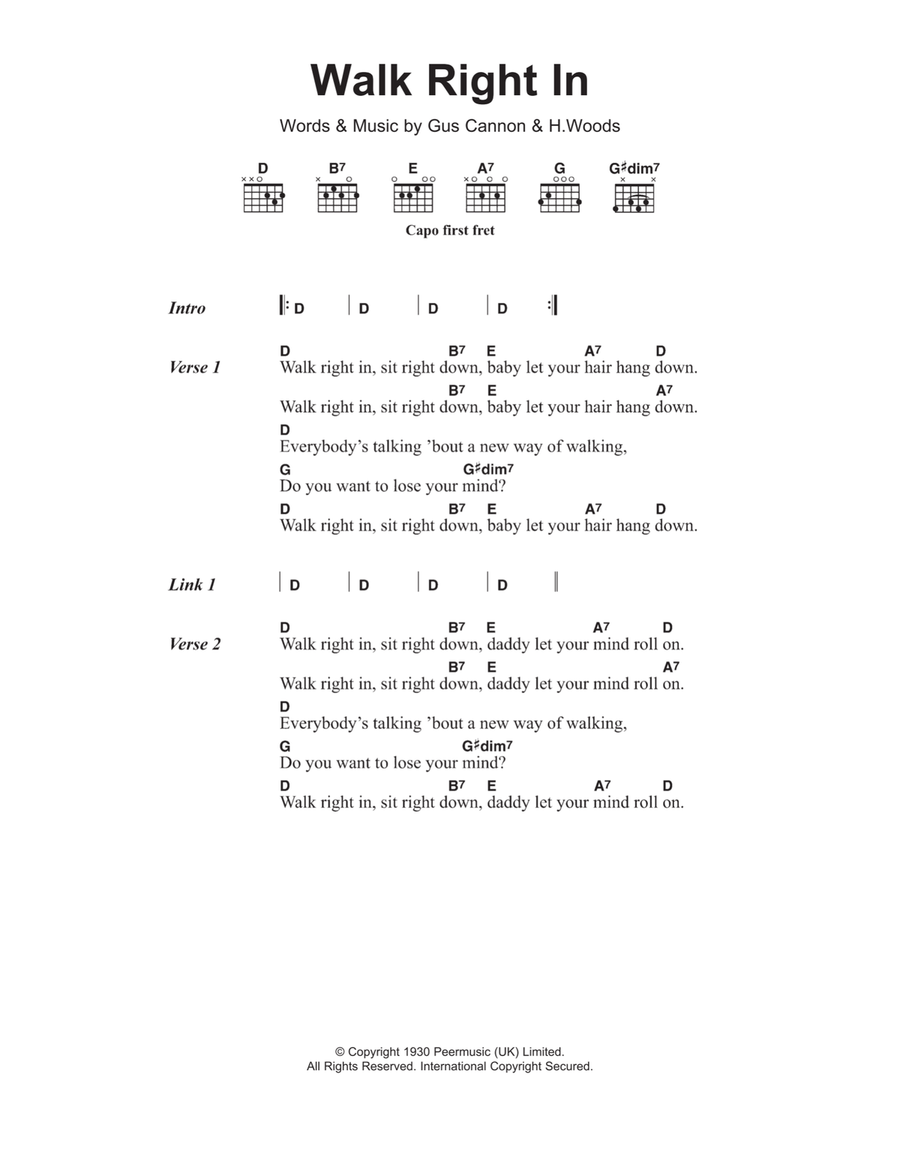 Walk Right In Walk Right In Electric Guitar scores gallery preview page 1