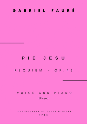 Pie Jesu (Requiem, Op.48) - Voice and Piano - B Major (Full Score and Parts)