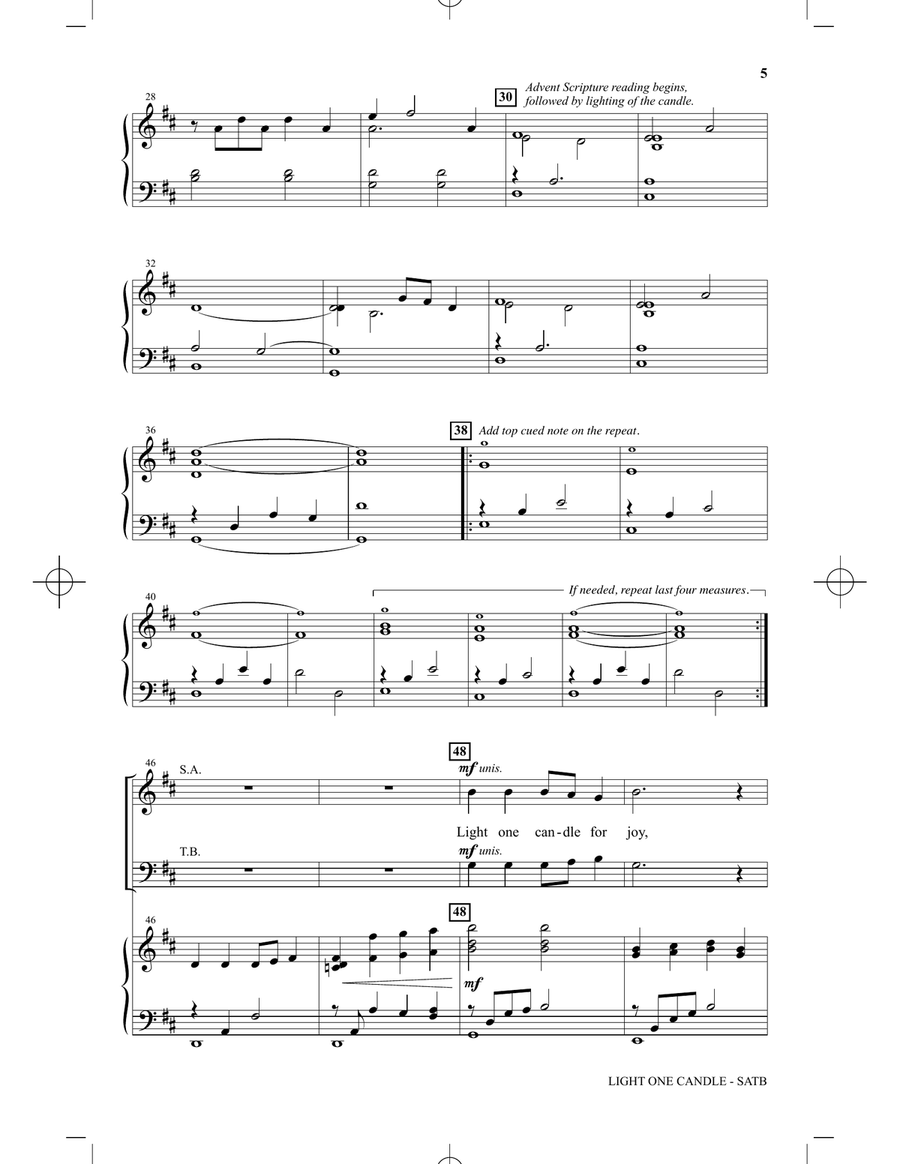 Light One Candle 4-Part scores gallery preview page 3