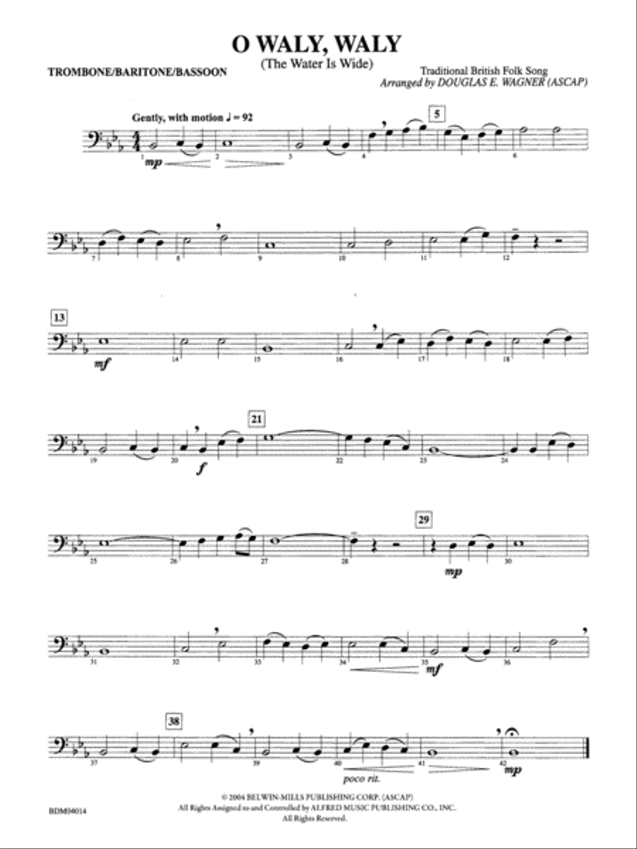 O Waly, Waly (The Water Is Wide): 1st Trombone Concert Band scores gallery preview page 1