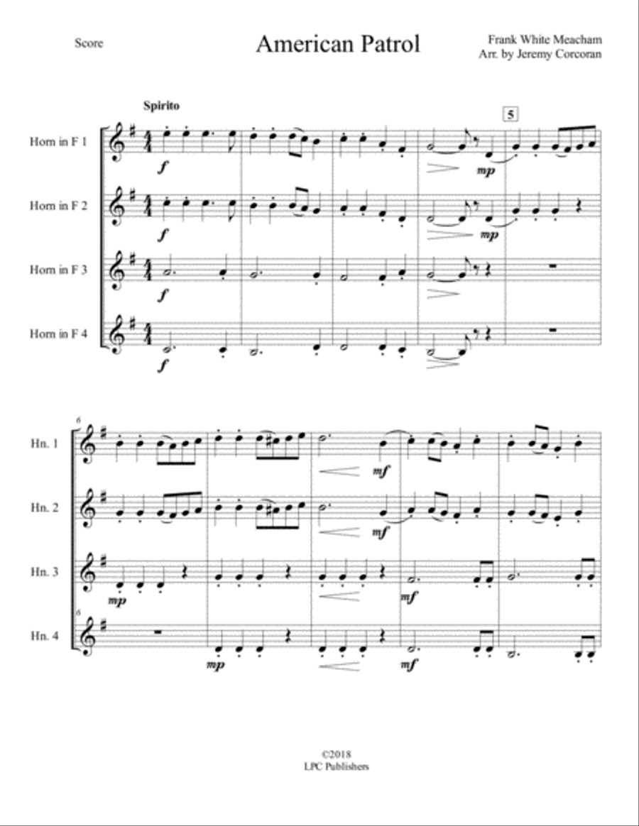 American Patrol for Four French Horns French Horn Quartet scores gallery preview page 2