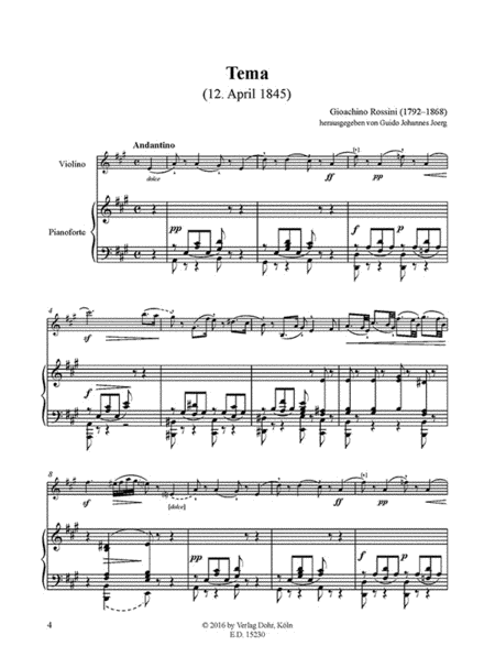 Tema für Violine und Klavier (12. April 1845) (Erstdruck)
