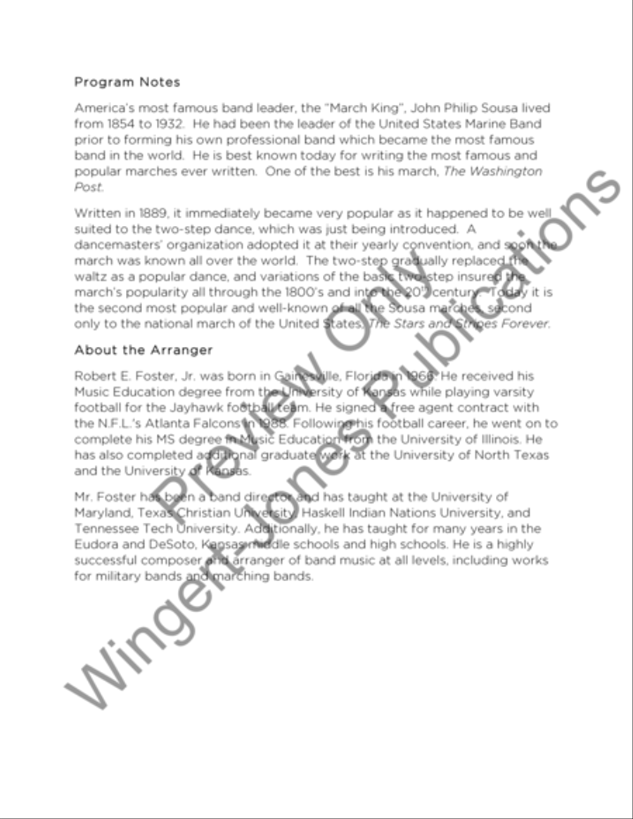 Washington Post March Concert Band scores gallery preview page 3
