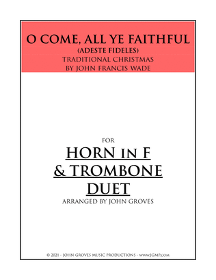 Book cover for O Come, All Ye Faithful (Adeste Fideles) - French Horn & Trombone Duet
